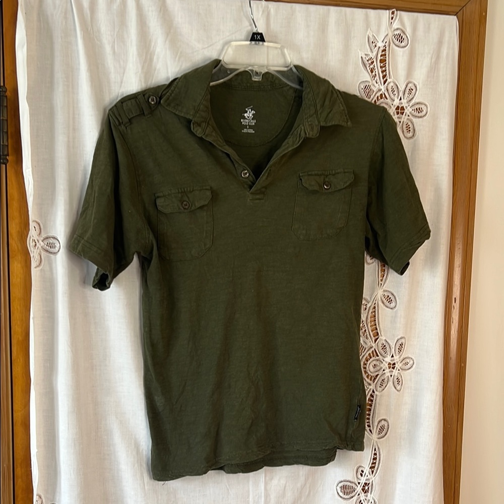 2/15 Men's Beverly Hills Polo Club Olive Green Short Sleeve Polo Shirt